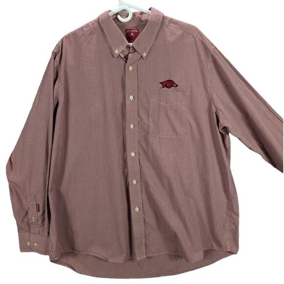 Razorbacks Shirt Mens XXL Antigua Button Down Arkansas Nails head Hogs Logo - Picture 1 of 7